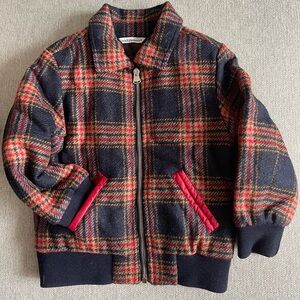 Dolce & Gabbana Kids Plaid Wool Jacket 3T Red Navy Padded Designer Coat